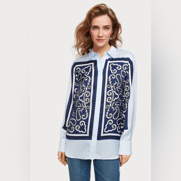 🩵- Scotch & Soda bandanna print shirt Maison Scotch - Picture 4 of 6